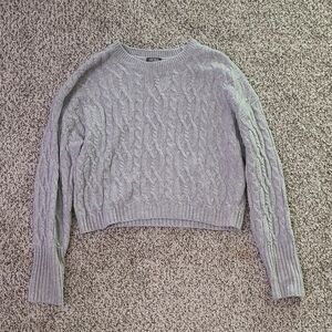 Gray Cable Knit Chunky Sweater